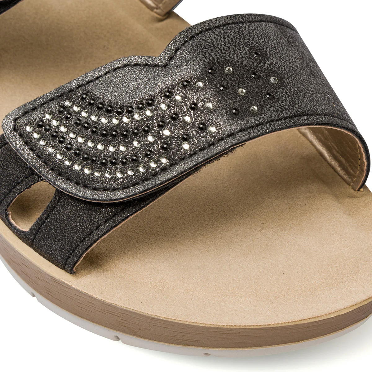 Ciabatte doppia fascia nere da donna con velcro e strass Inblu - Image 5