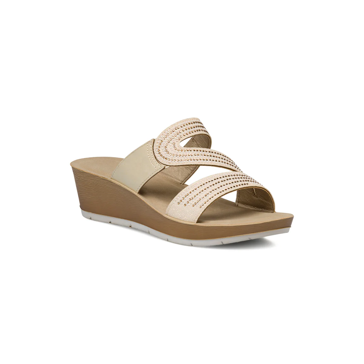 Ciabatte doppia fascia platino da donna con elastico e strass Inblu - Image 2