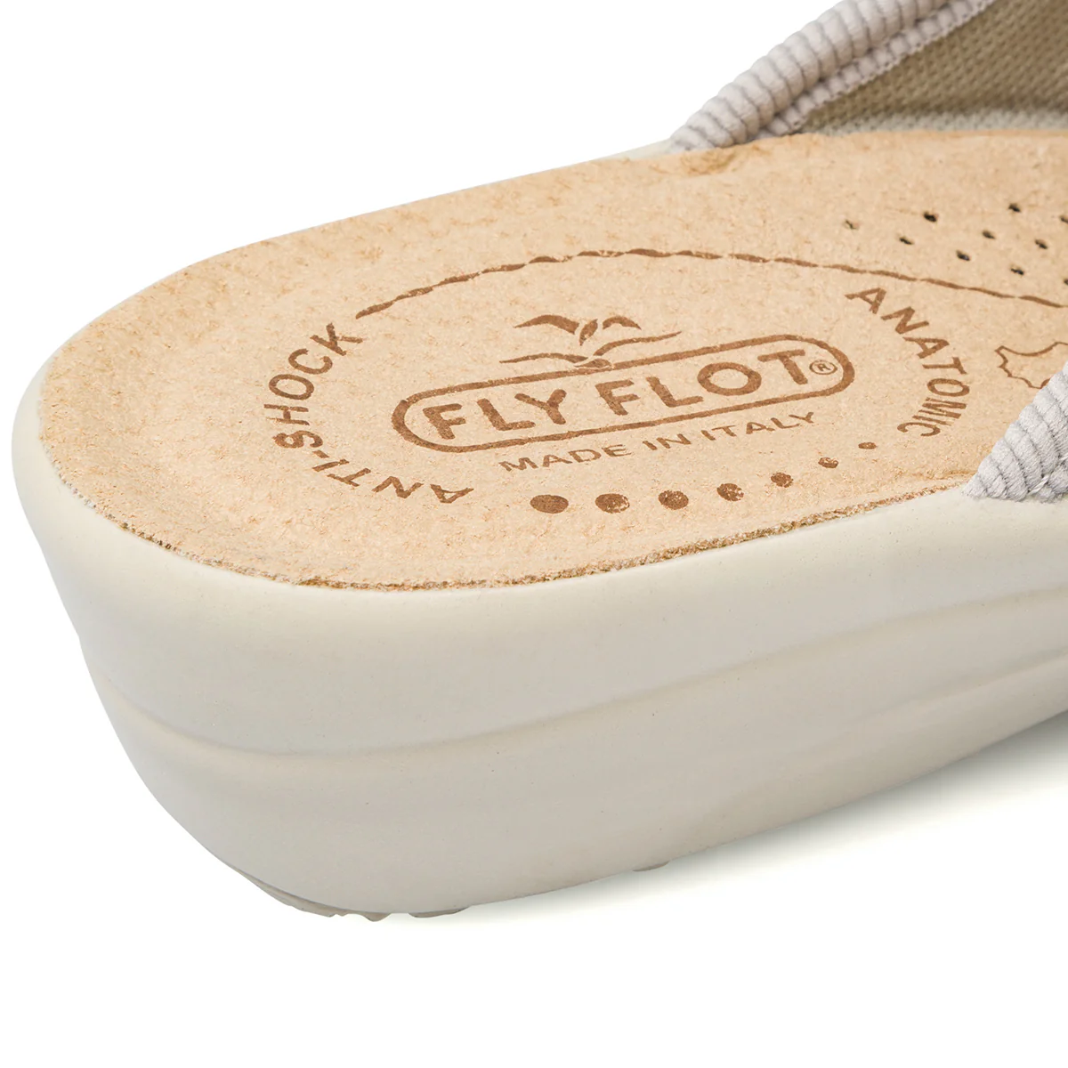 Ciabatte grigie da donna con sottopiede in pelle Fly Flot - Image 6