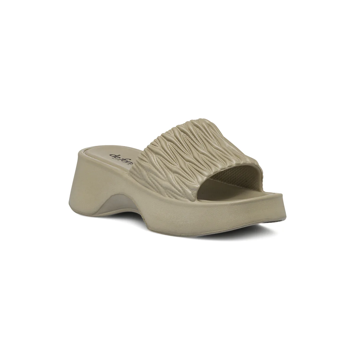 Ciabatte in gomma da Donna beige effetto plissé con zeppa De Fonseca - Image 2