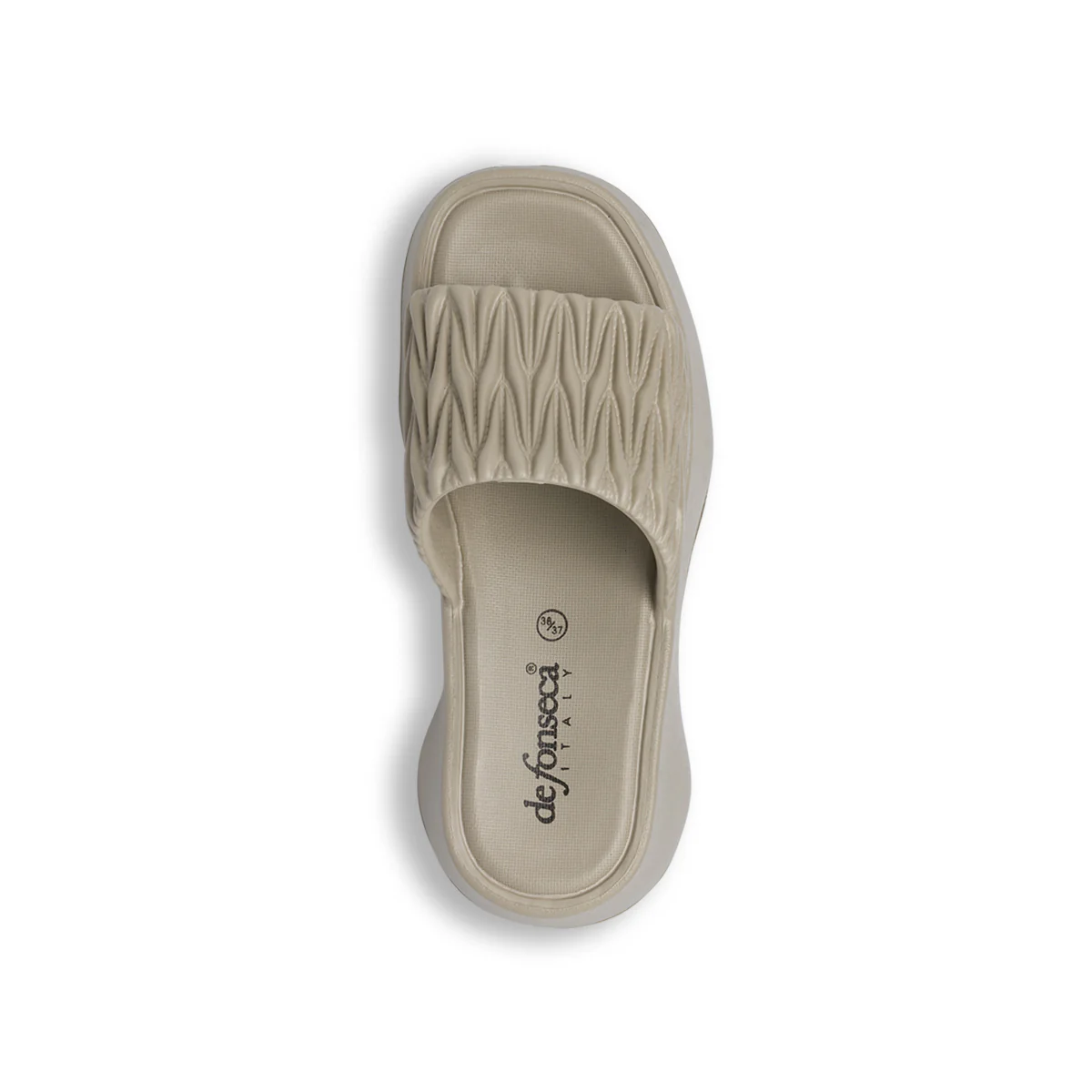 Ciabatte in gomma da Donna beige effetto plissé con zeppa De Fonseca - Image 6