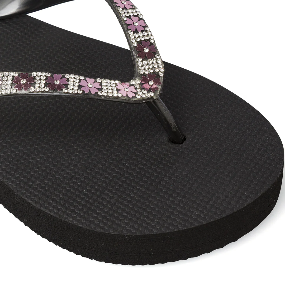 Ciabatte infradito alte nere da Donna con strass e fiori Griff - Image 6