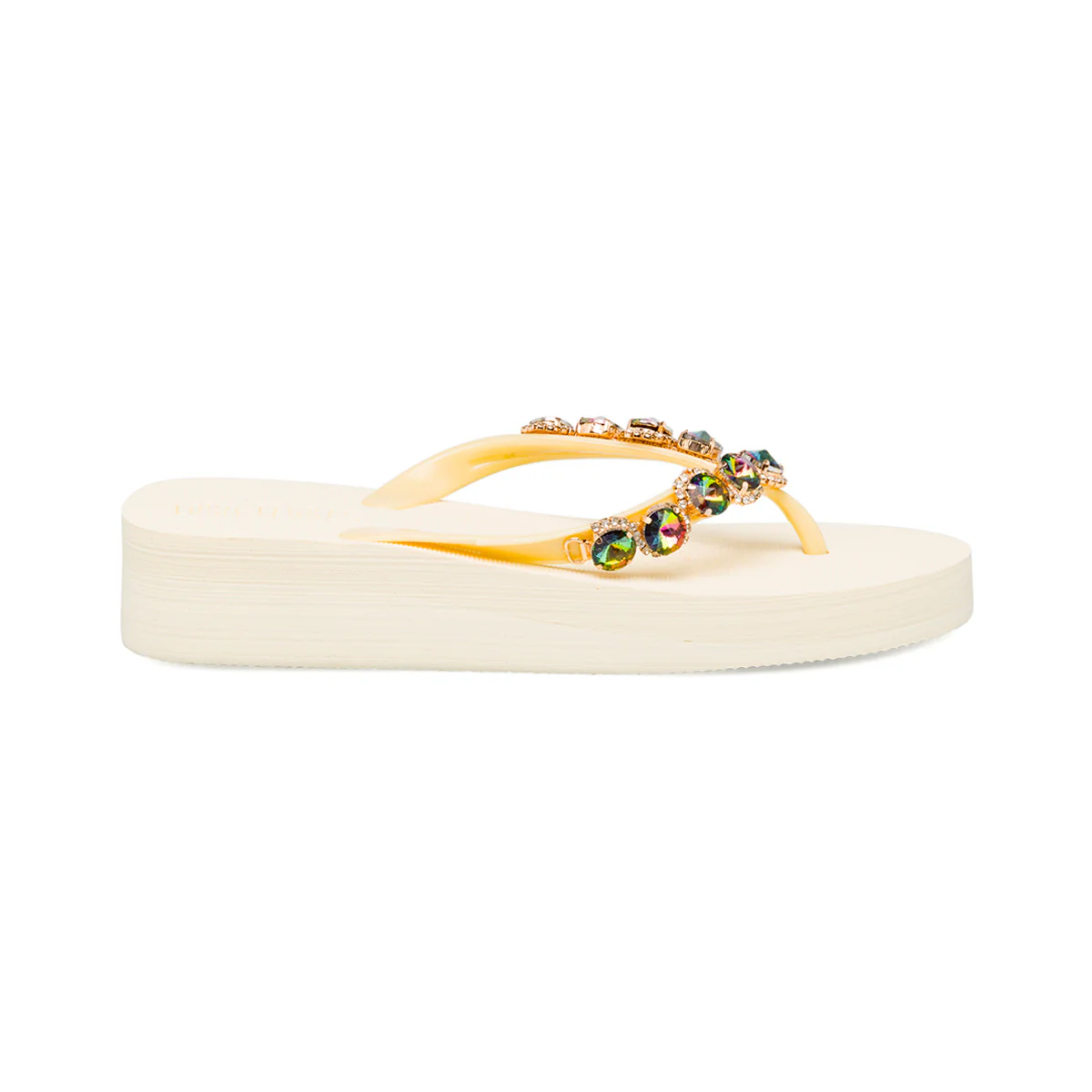 Ciabatte infradito beige da donna con decorazioni strass Lora Ferres - Image 2