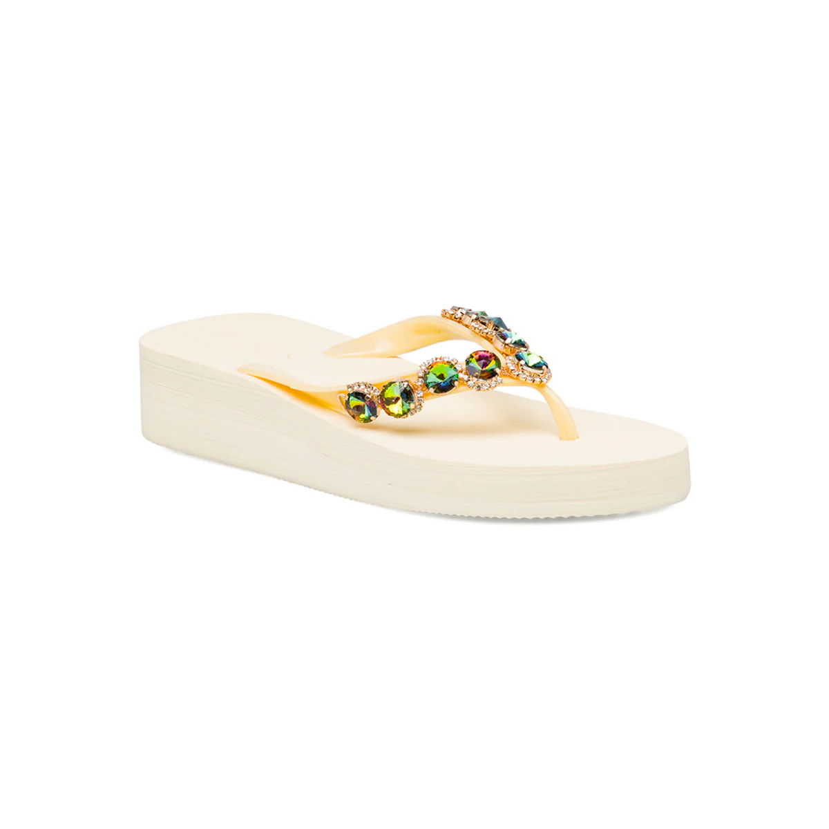 Ciabatte infradito beige da donna con decorazioni strass Lora Ferres - Image 3