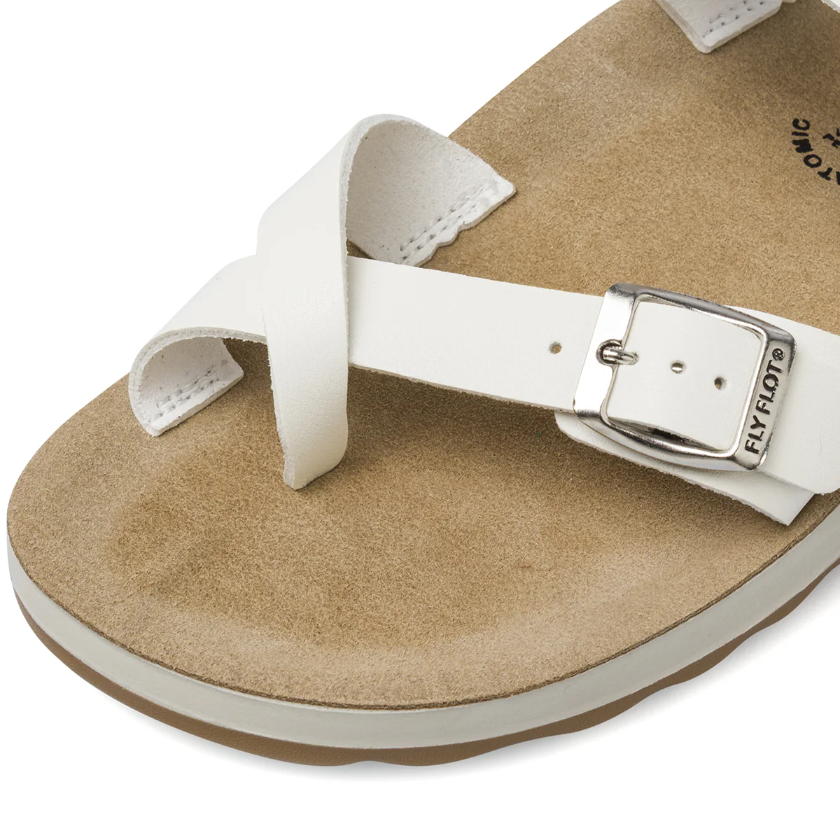 Ciabatte infradito bianche da Donna con sottopiede in pelle Fly Flot - Image 5