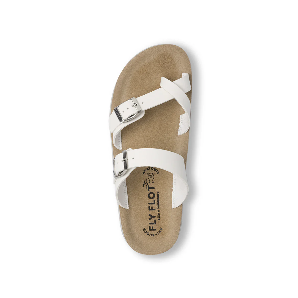Ciabatte infradito bianche da Donna con sottopiede in pelle Fly Flot - Image 6