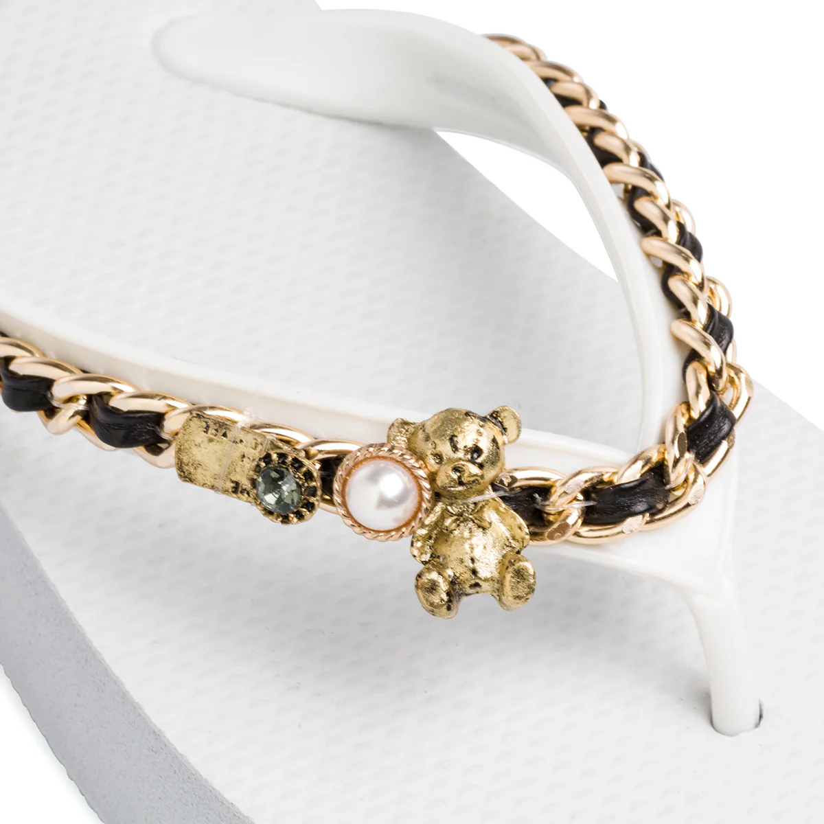 Ciabatte infradito da donna bianco ghiaccio con strass e dettagli in metallo Lora Ferres - Image 11