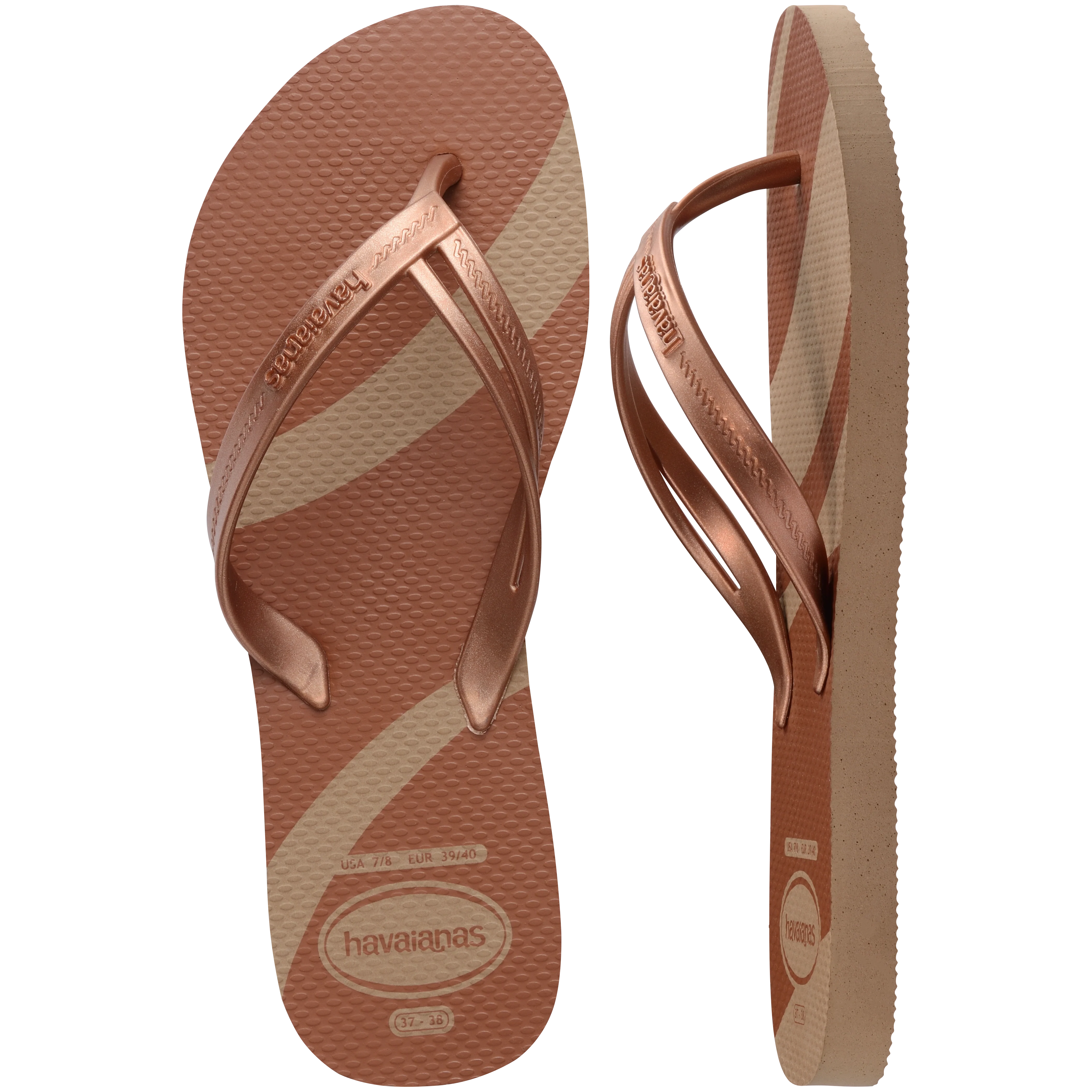 Ciabatte infradito da Donna marroni e oro Havaianas Elegance Print - Image 3