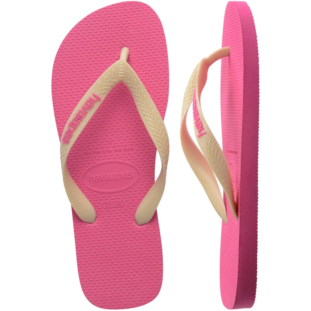 Ciabatte infradito da Donna rosa con fascette beige in gomma Havaianas - Image 2
