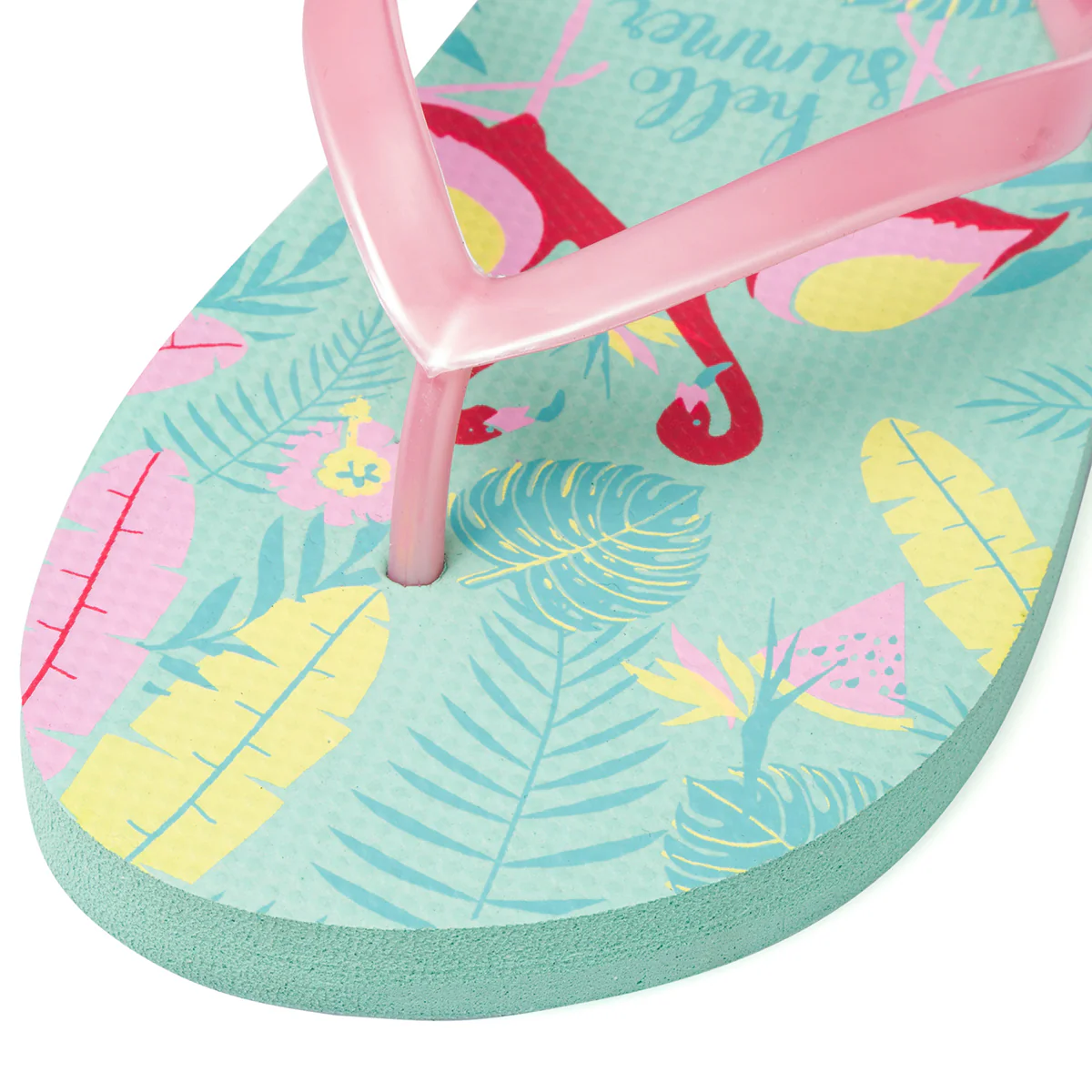 Ciabatte infradito da donna verde acqua e rosa con stampa fenicotteri Jog - Image 6