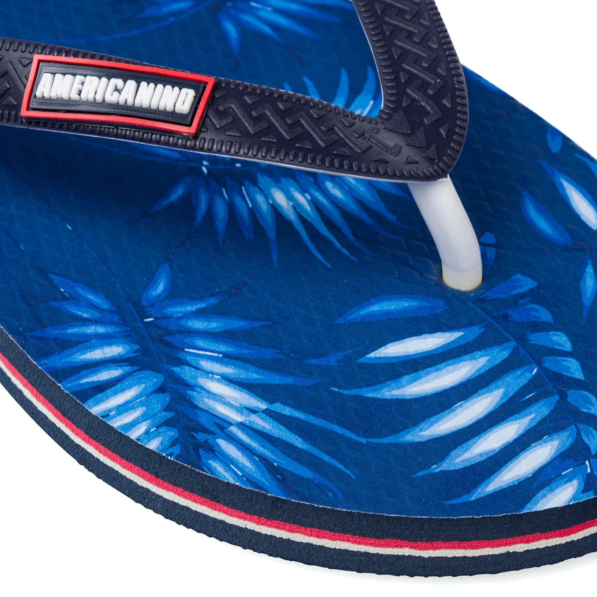 Ciabatte infradito da uomo blu con stampa palme e logo Americanino - Image 6