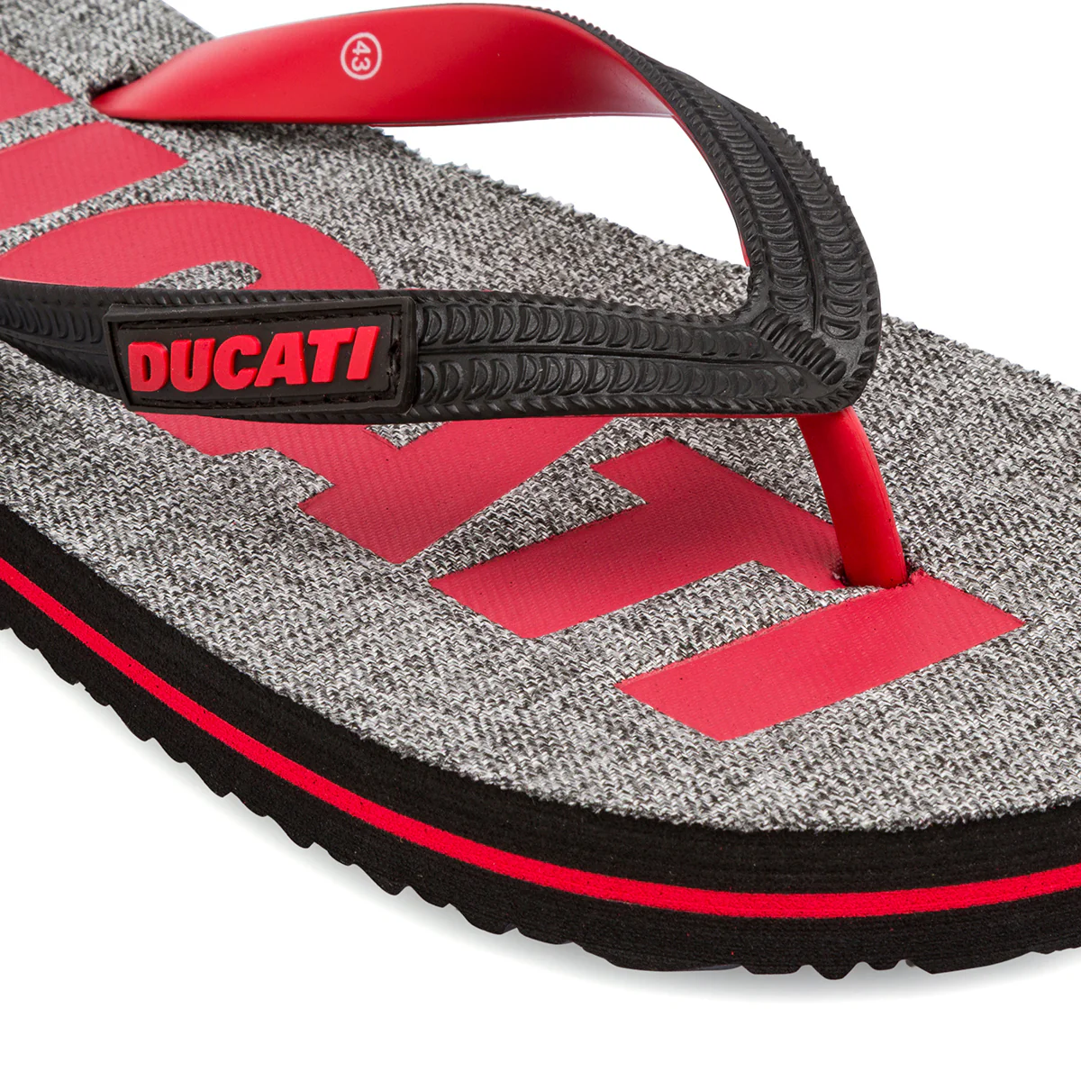 Ciabatte Infradito Grigie da Uomo con inserti e logo rosso Ducati - Image 4