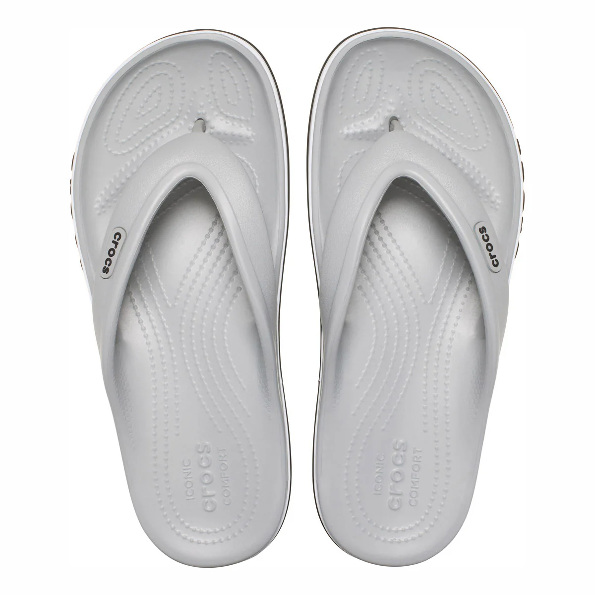 Ciabatte Infradito Grigie Unisex con plantare sagomato e grip Crocs - Image 2