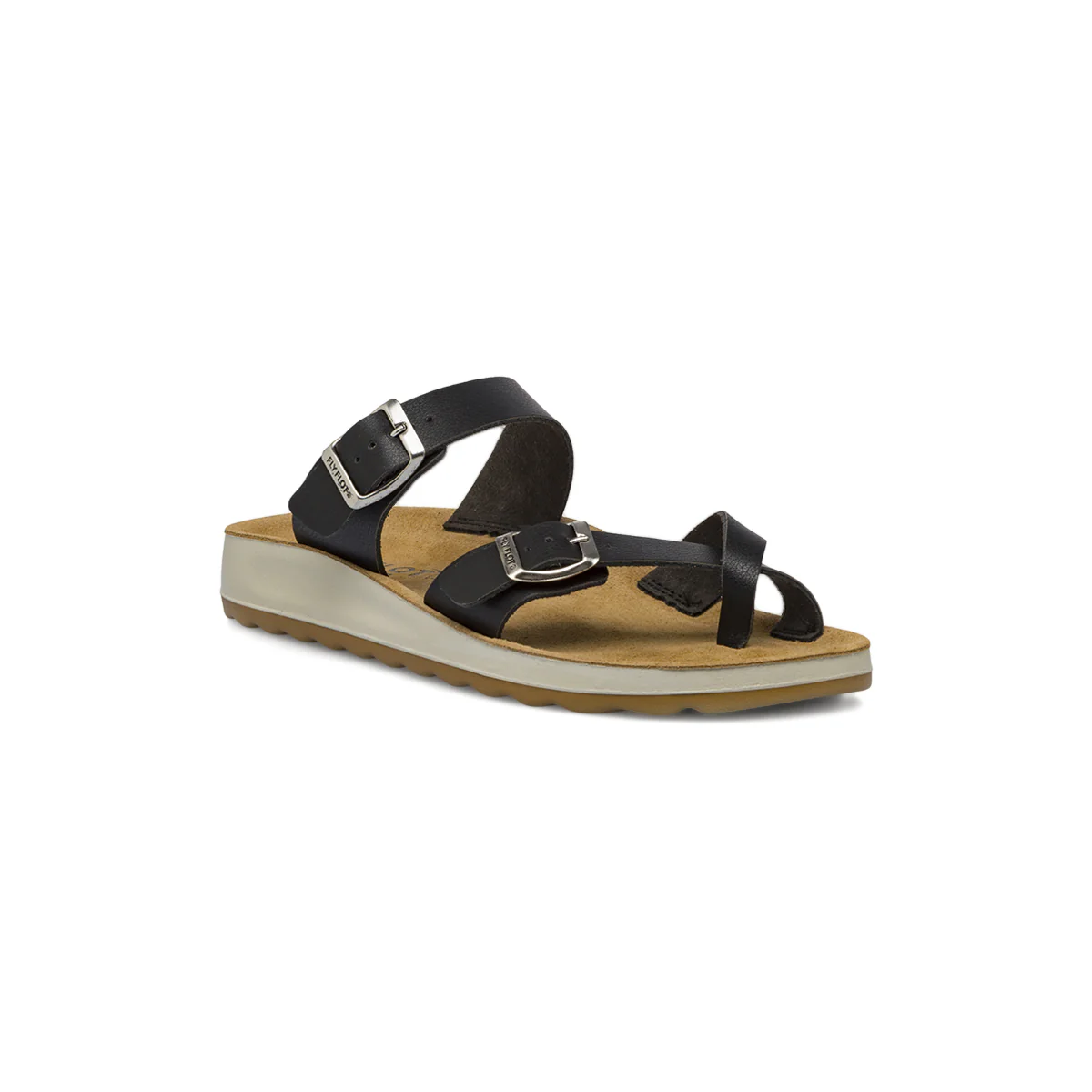 Ciabatte infradito nere Donna con fibbie e soletta in pelle Fly Flot - Image 2