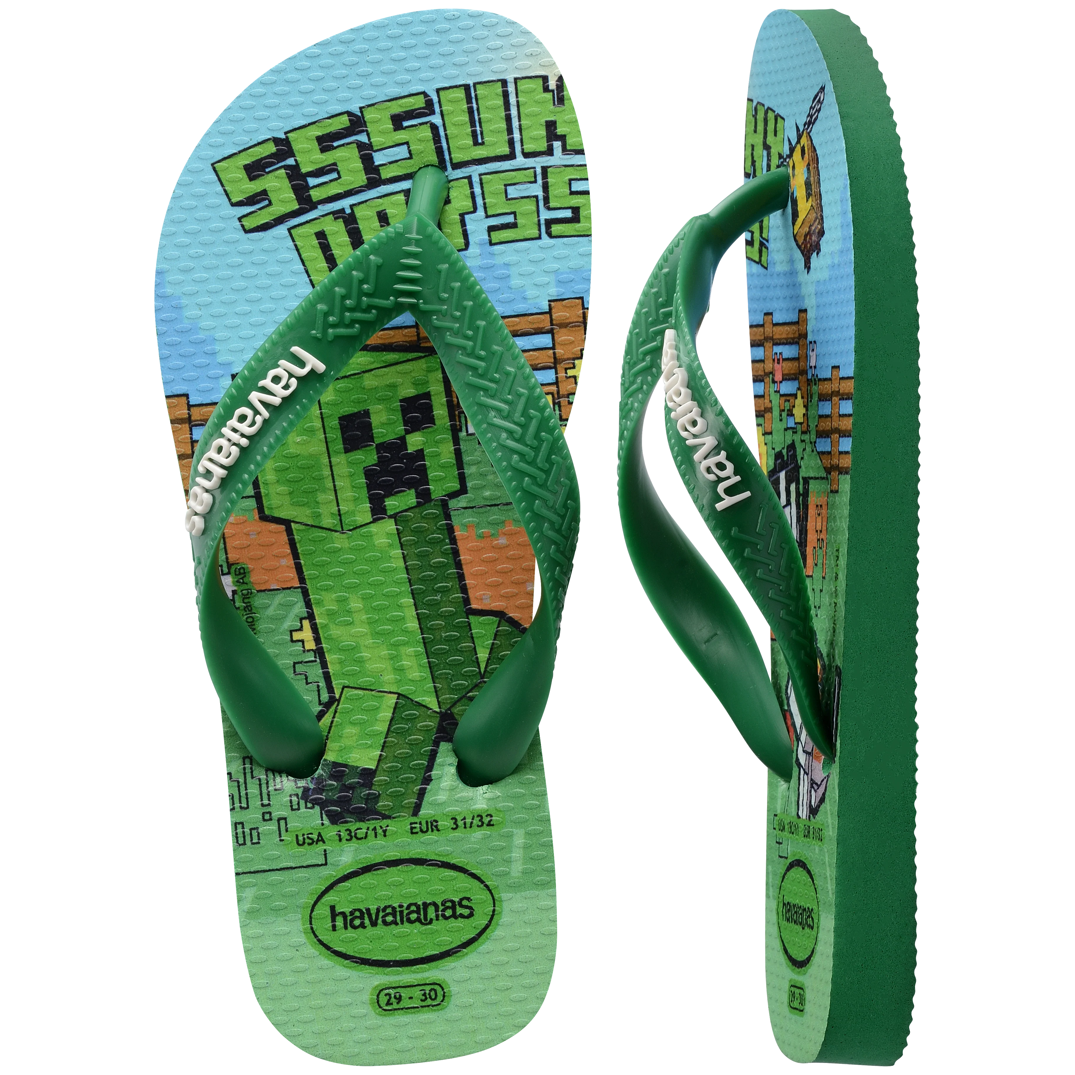 Ciabatte Infradito Verdi da Bambino a tema Minecraft Havaianas - Image 3