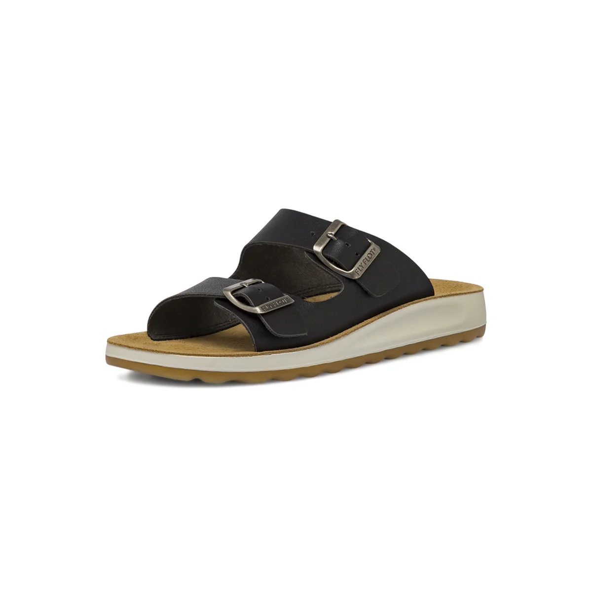 Ciabatte nere da Donna con fibbie e soletta in pelle Fly Flot - Image 3
