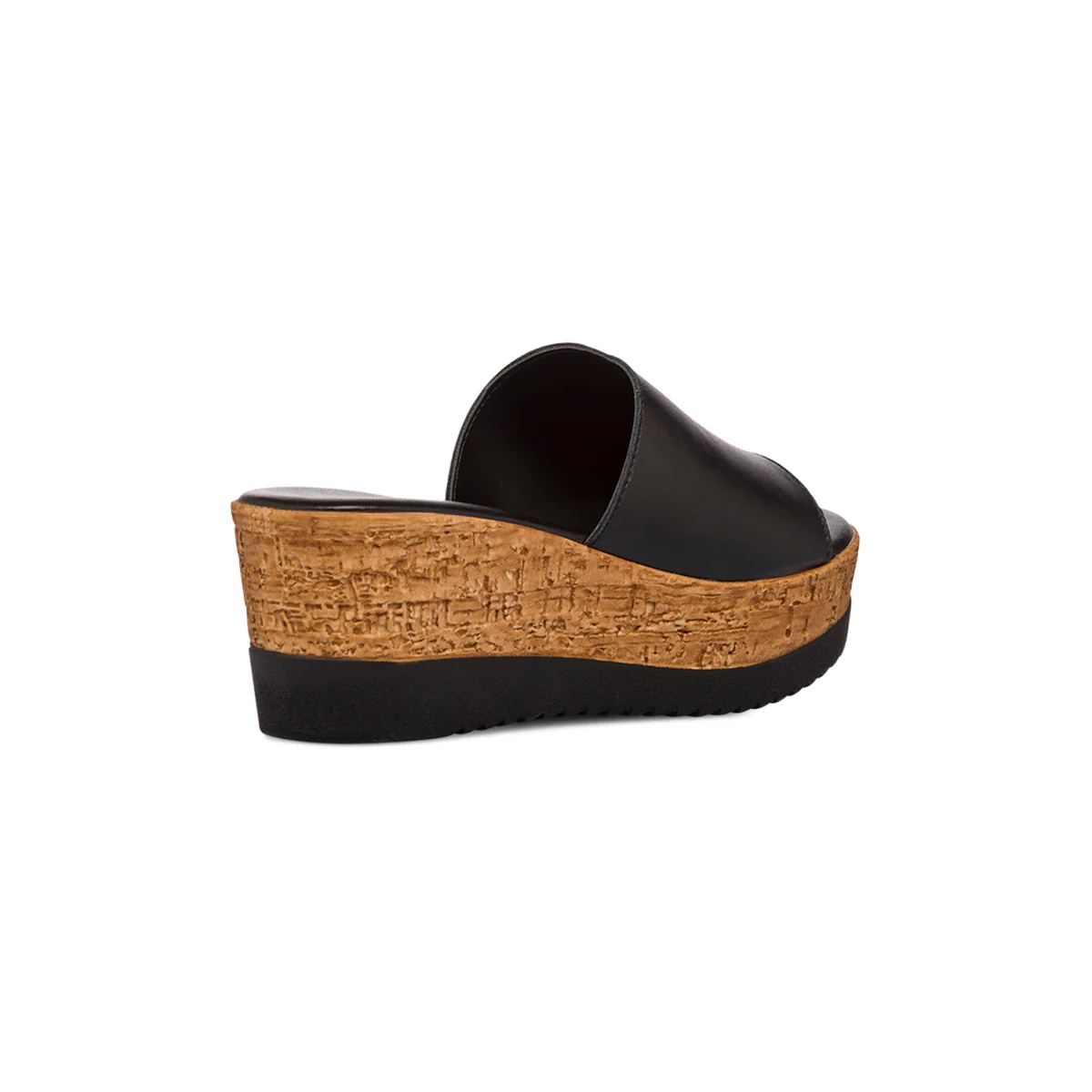 Ciabatte nere  in pelle da donna con zeppa 7 cm Primo Piano - Image 3