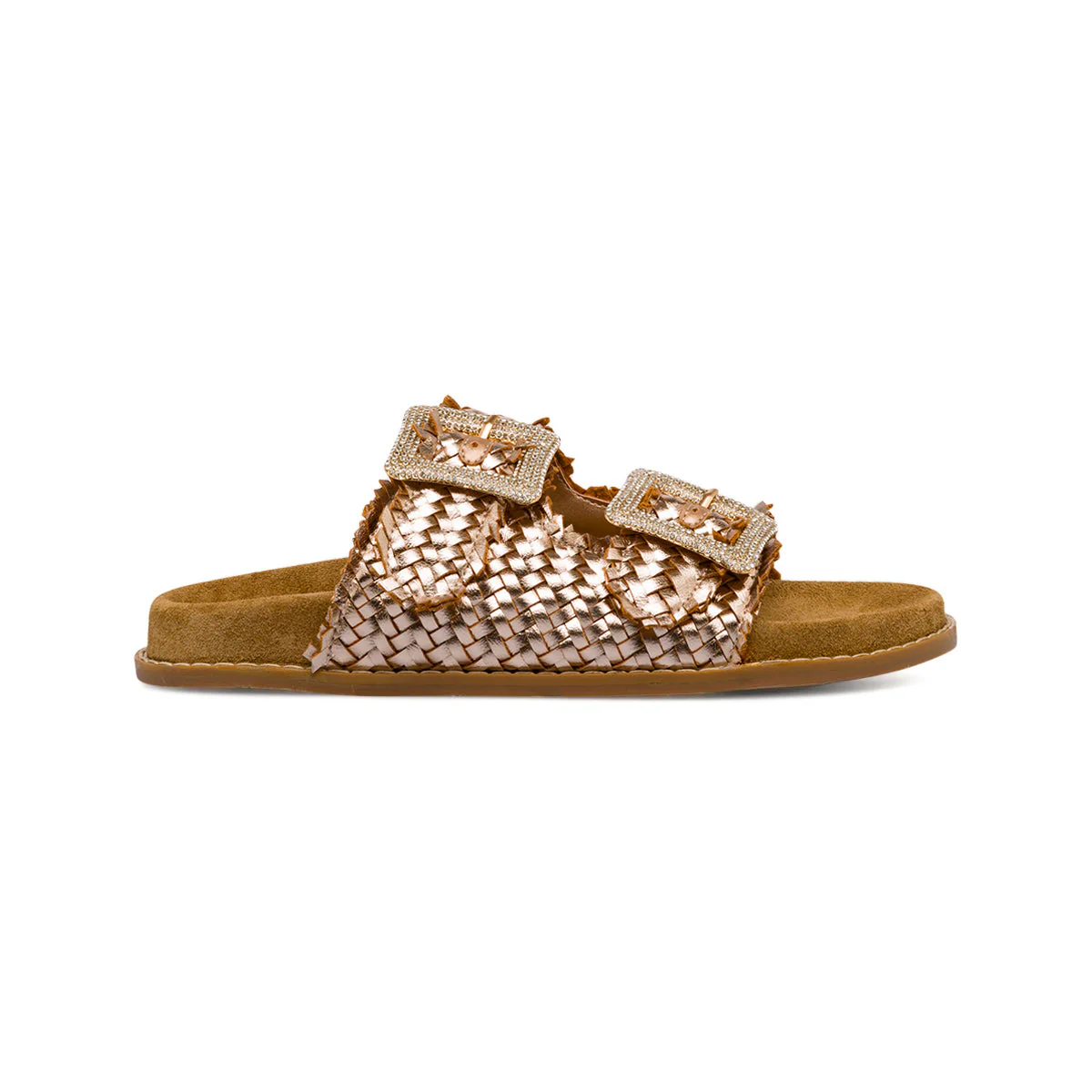 Ciabatte oro da Donna con fibbie gioiello strass Lora Ferres