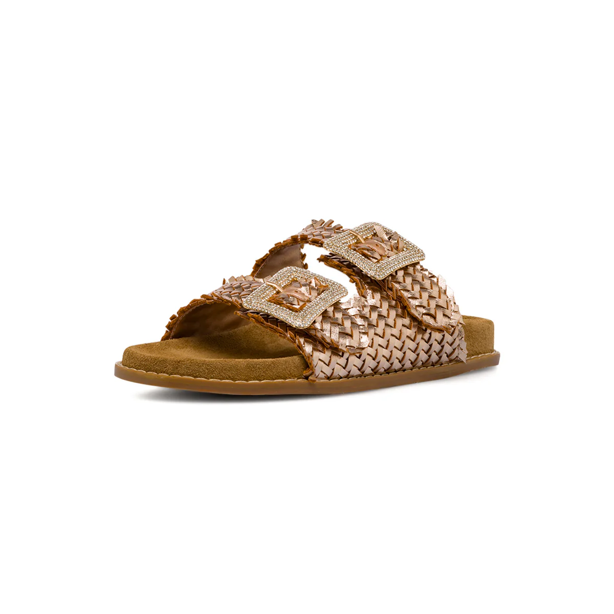Ciabatte oro da Donna con fibbie gioiello strass Lora Ferres - Image 2