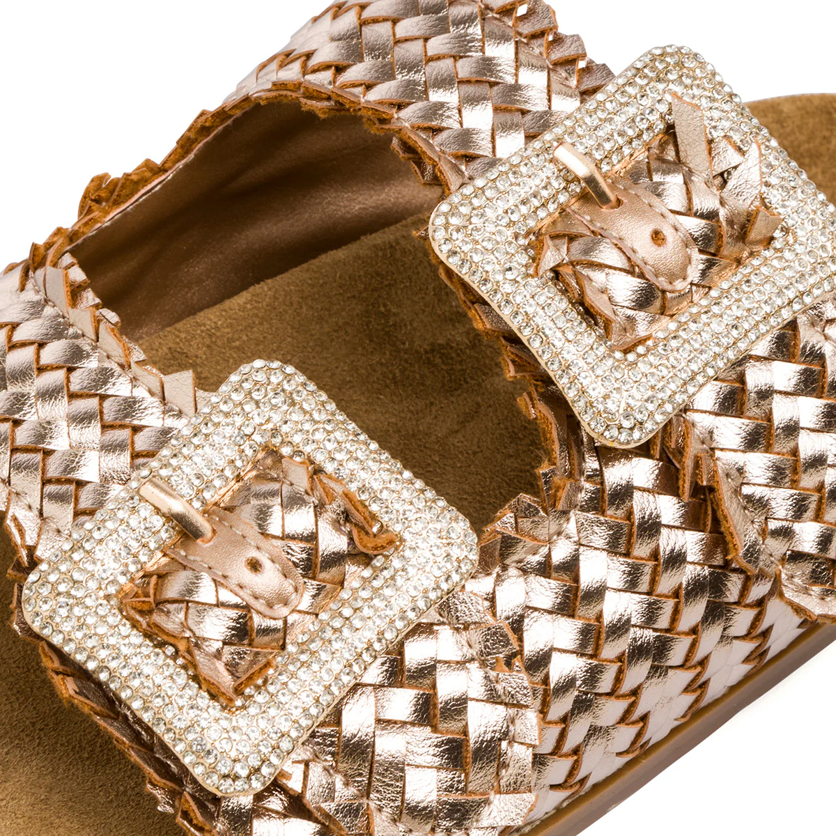 Ciabatte oro da Donna con fibbie gioiello strass Lora Ferres - Image 4