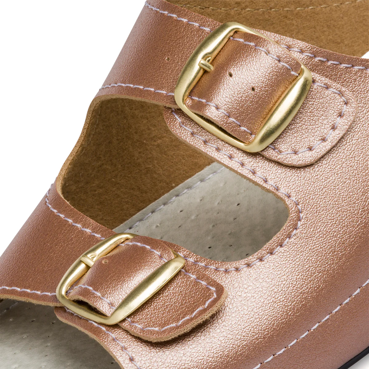 Ciabatte oro effetto laminato con doppia fascia da donna Rosagialla - Image 6