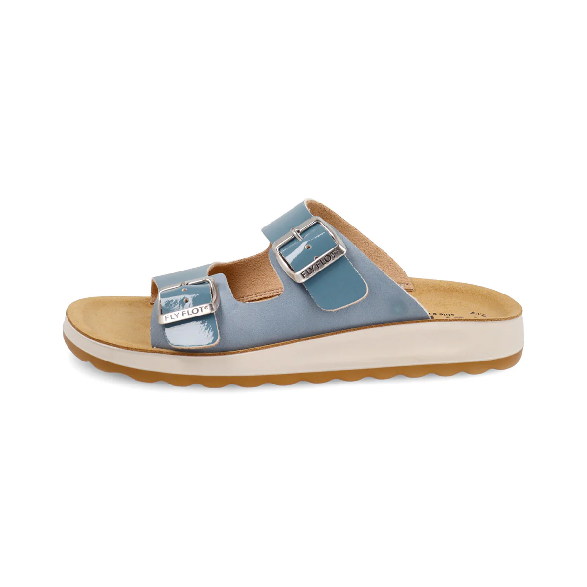 Ciabatte platform azzurre da Donna con doppia fibbia in metallo Fly Flot