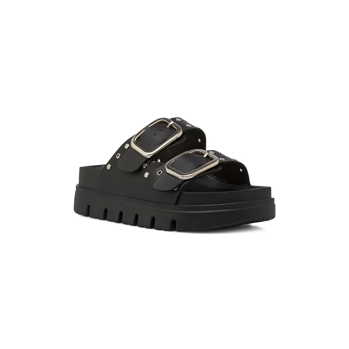 Ciabatte platform da Donna neri con fibbie e borchie Lora Ferres - Image 2
