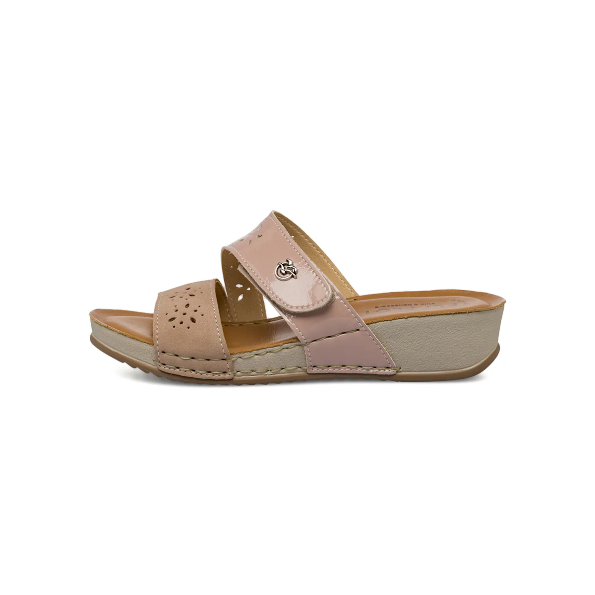 Ciabatte rosa da Donna effetto lucido con sottopiede in pelle Fly Flot