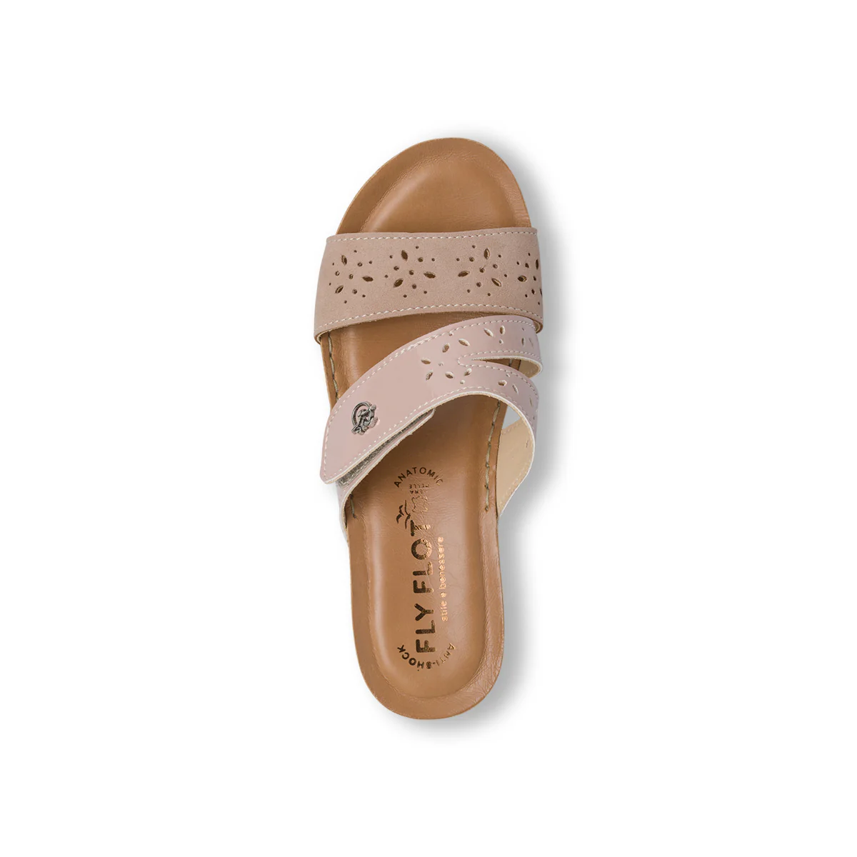 Ciabatte rosa da Donna effetto lucido con sottopiede in pelle Fly Flot - Image 6
