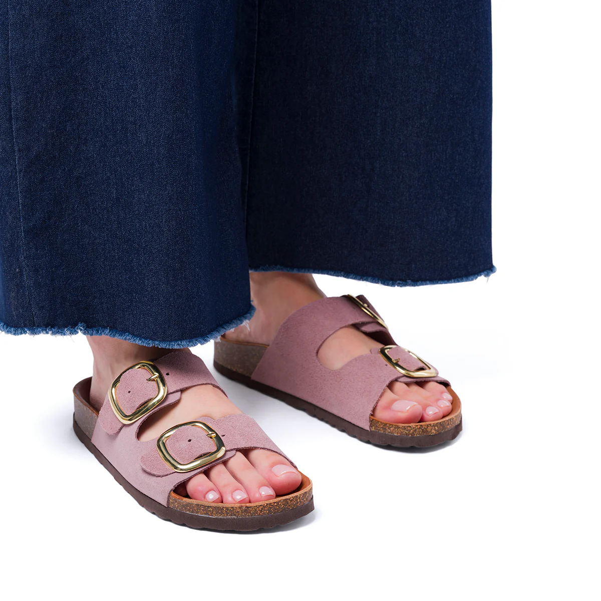 Ciabatte Rosa da Donna in pelle con Fibbie P Essentials - Image 2
