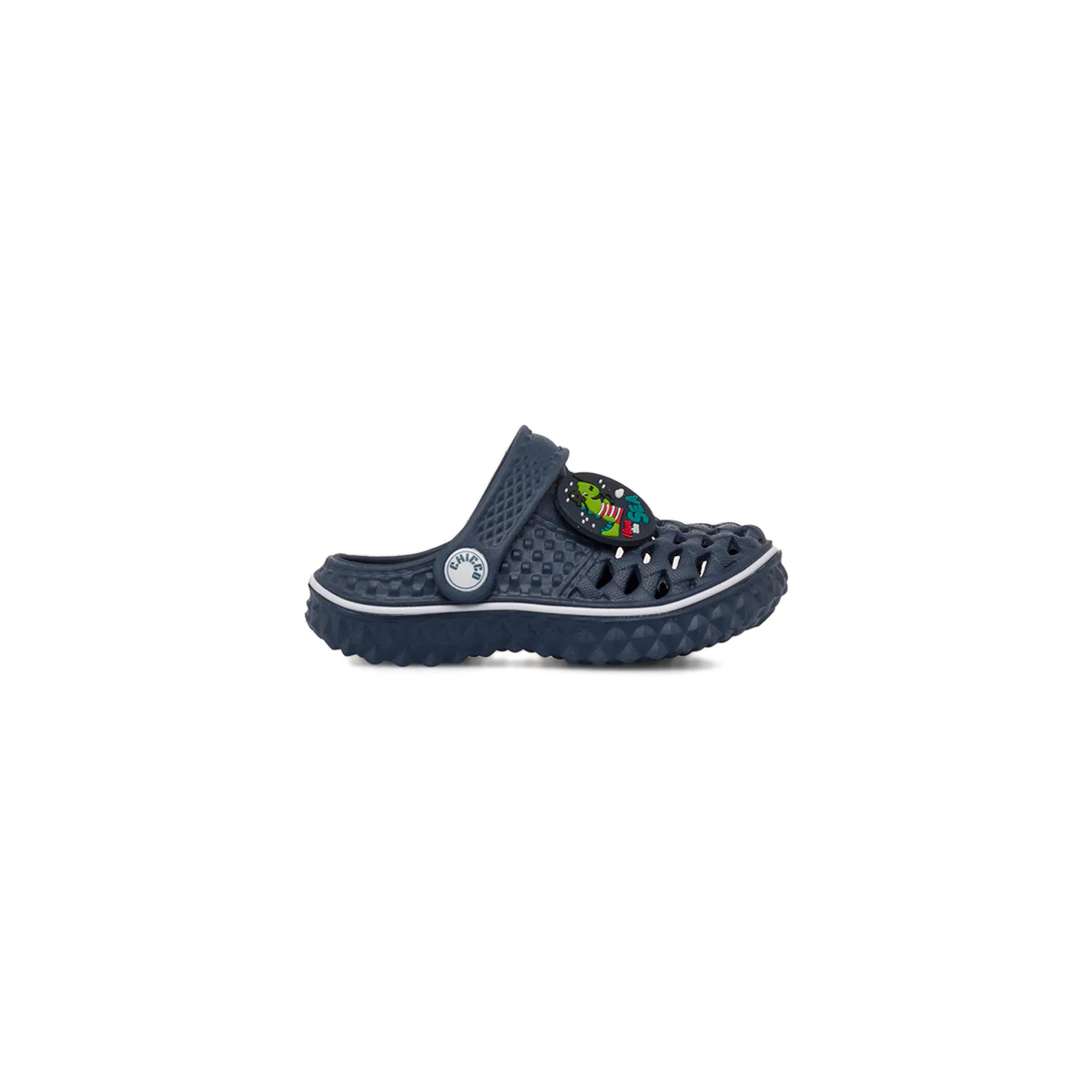 Ciabatte sabot primi passi bambino blu con patch dinosauro Chicco