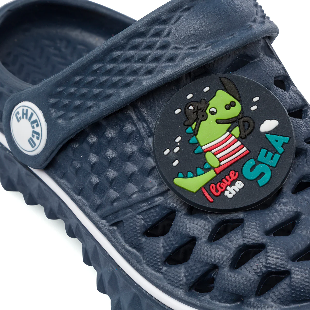 Ciabatte sabot primi passi bambino blu con patch dinosauro Chicco - Image 5