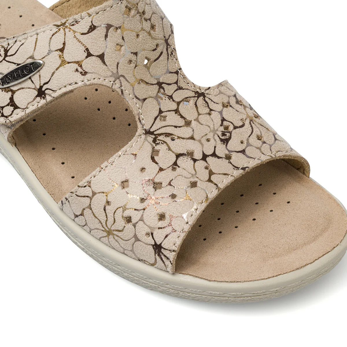 Ciabatte sanitarie beige da Donna con fantasia floreale Fly Flot - Image 4