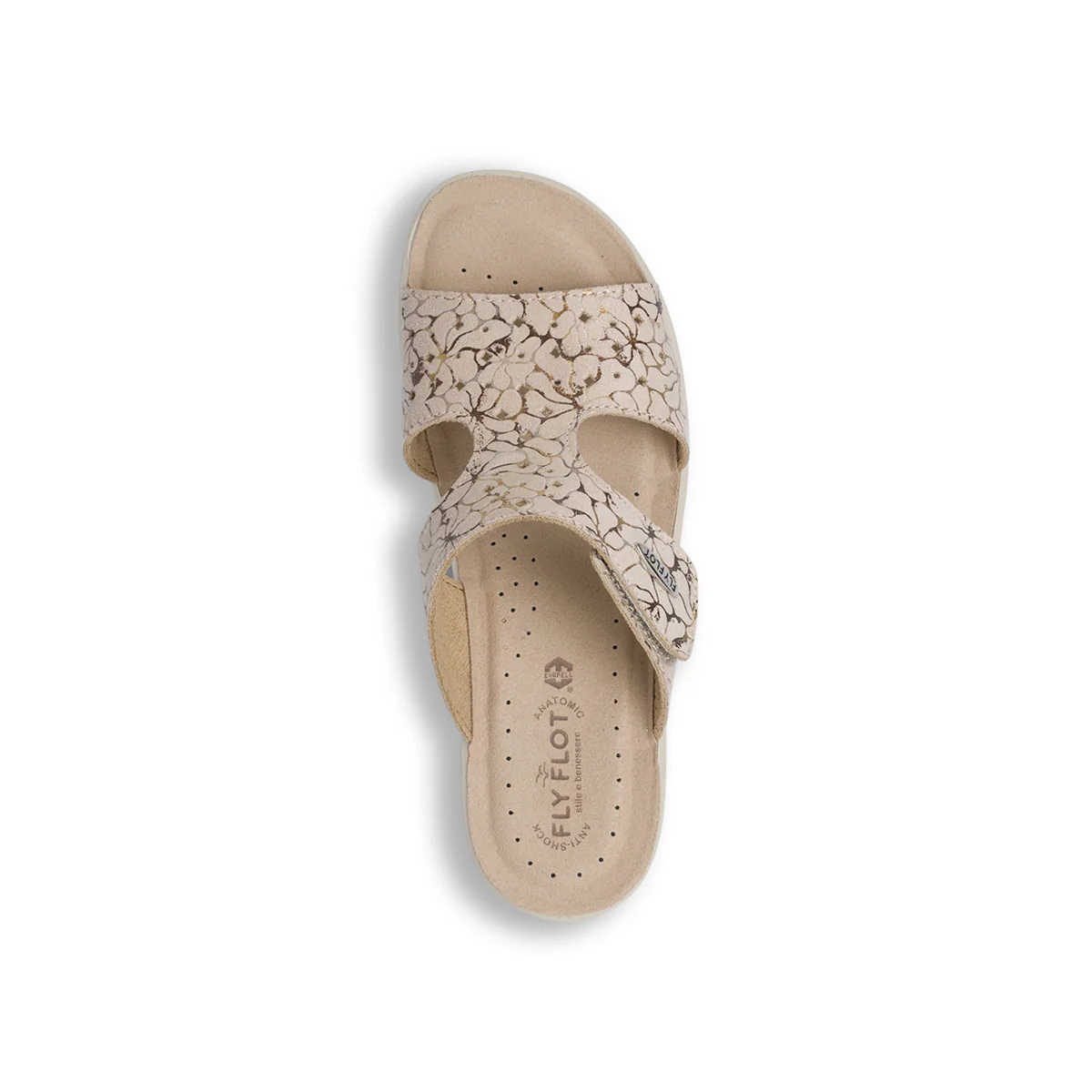 Ciabatte sanitarie beige da Donna con fantasia floreale Fly Flot - Image 5