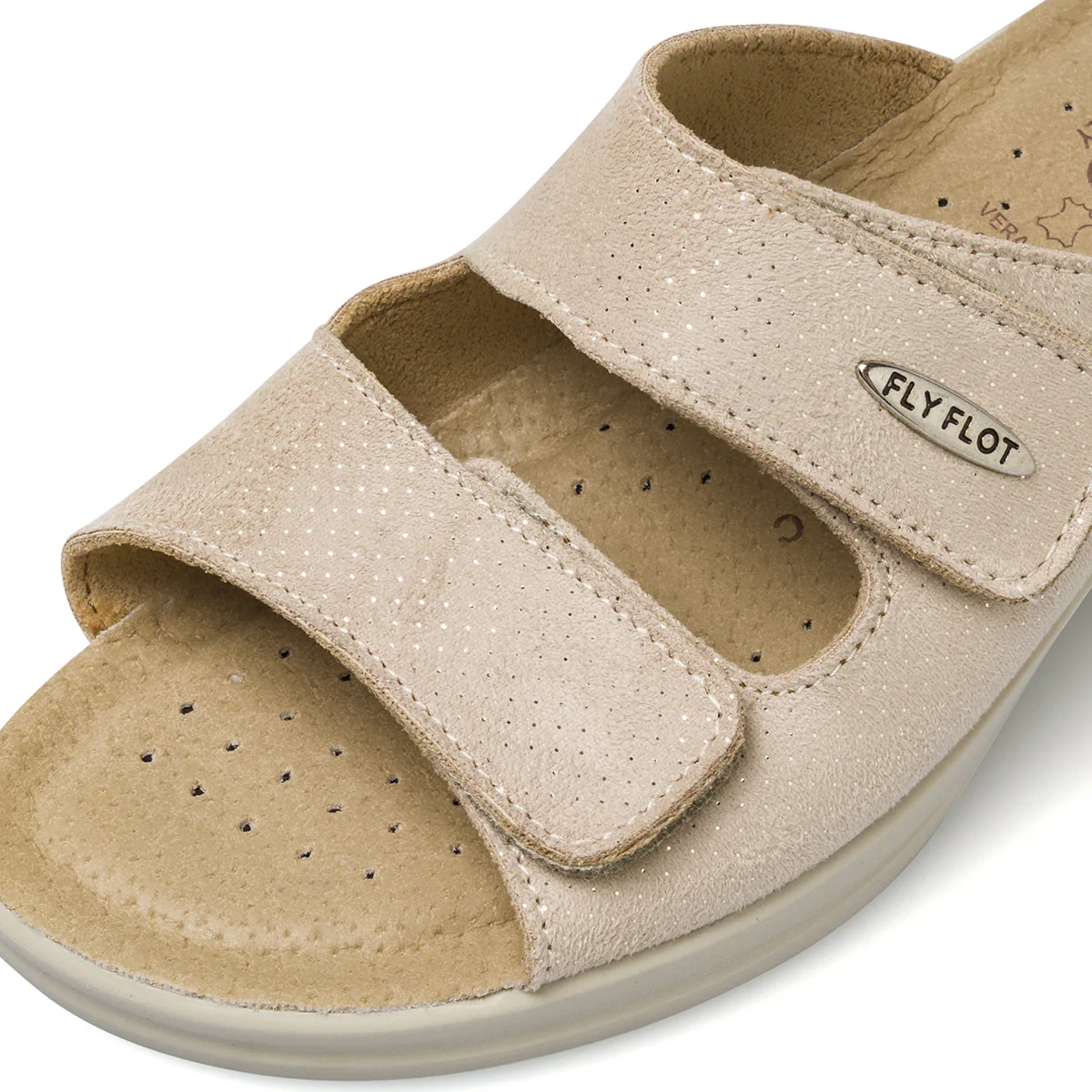Ciabatte sanitarie beige da Donna effetto scamosciato Fly Flot - Image 5
