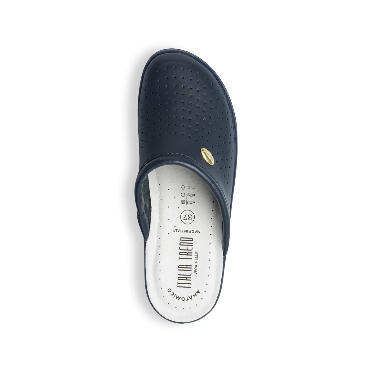 Ciabatte sanitarie da donna blu in pelle con sottopiede anatomico Italia Trend - Image 8