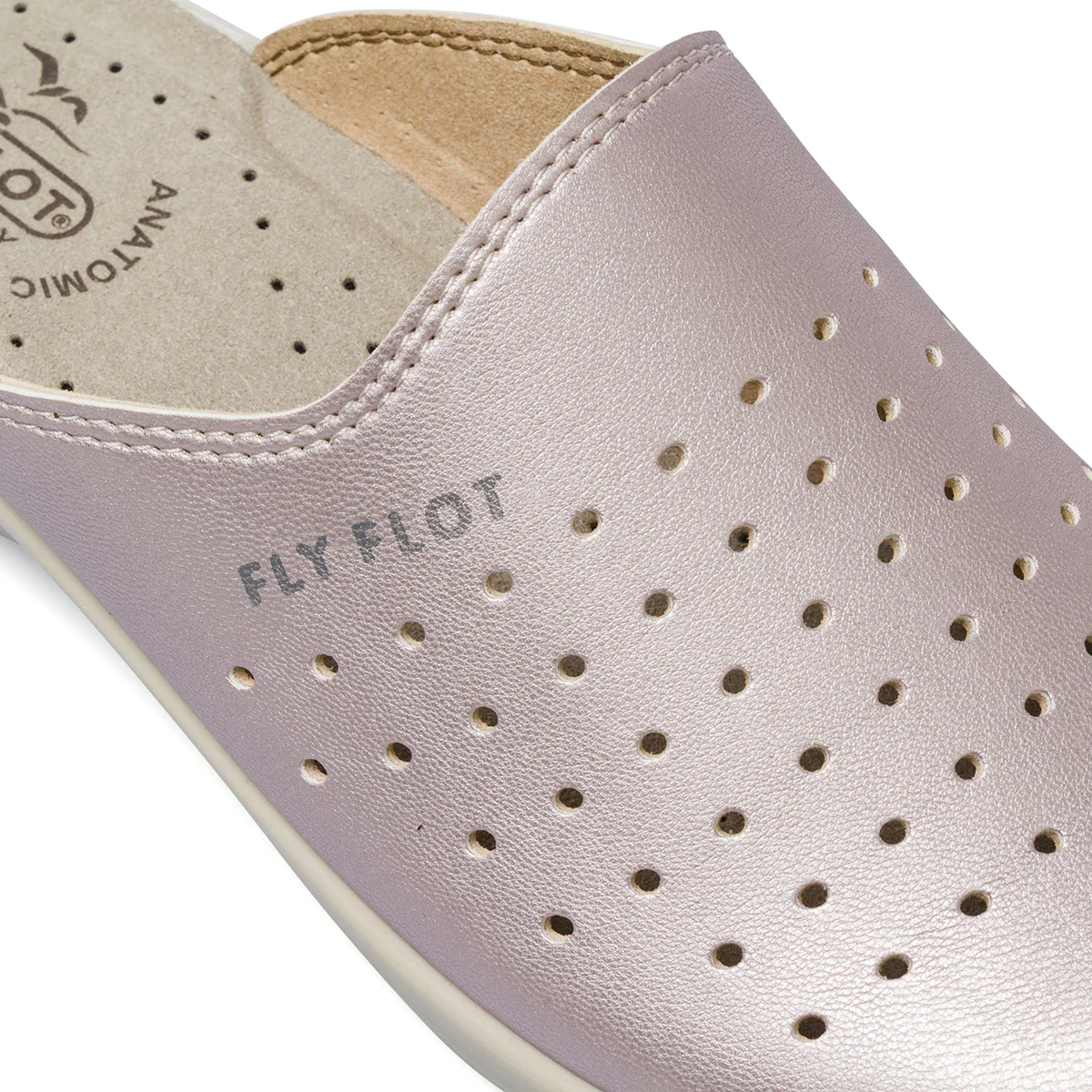 Ciabatte sanitarie da Donna rosa metallizzato traforate Fly Flot - Image 4