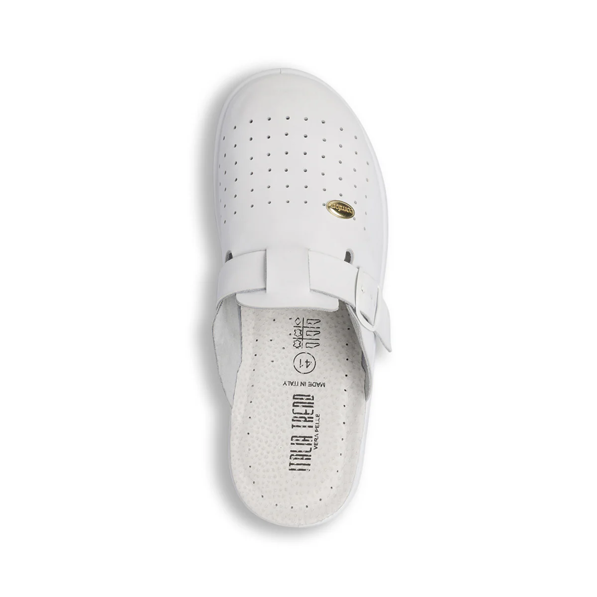 Ciabatte sanitarie da uomo bianche Italia Trend con soletta in pelle - Image 5
