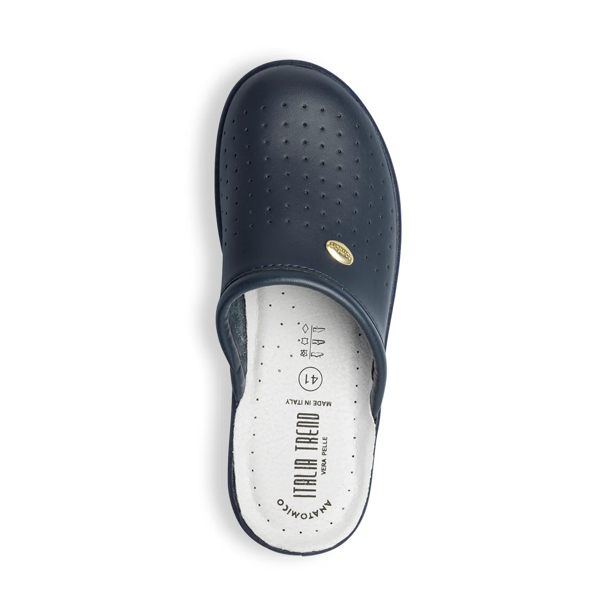 Ciabatte sanitarie da uomo blu in pelle con sottopiede anatomico Italia Trend - Image 8