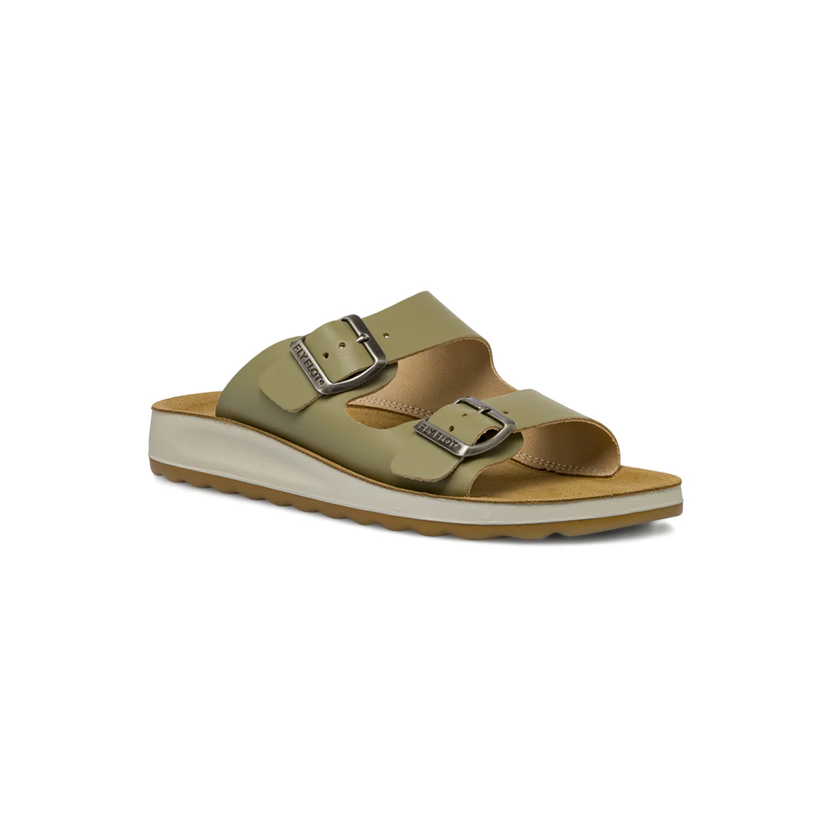 Ciabatte taupe da Donna con fibbie e soletta in pelle Fly Flot - Image 2