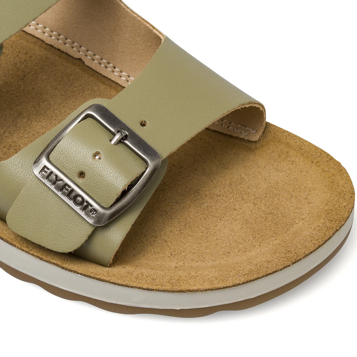 Ciabatte taupe da Donna con fibbie e soletta in pelle Fly Flot - Image 5