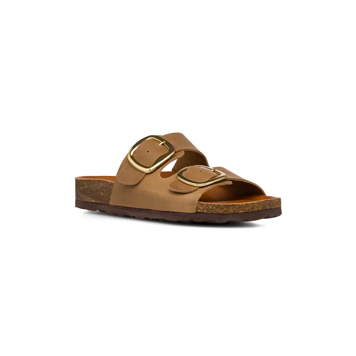 Ciabatte Taupe da Donna in pelle con fibbie P Essentials - Image 2