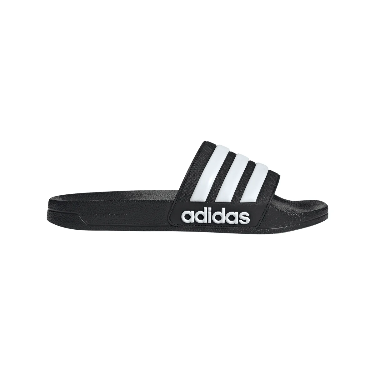 Ciabatte Unisex nere con tre strisce bianche e logo adidas - Image 8
