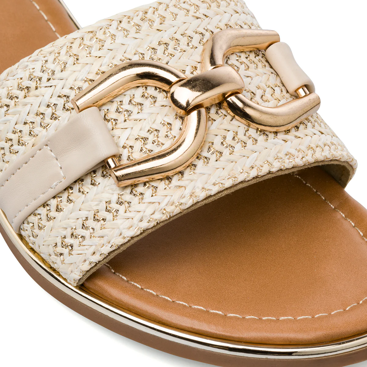Ciabattine Beige da Donna effetto Rafia con dettaglio fibbia Lora Ferres - Image 4