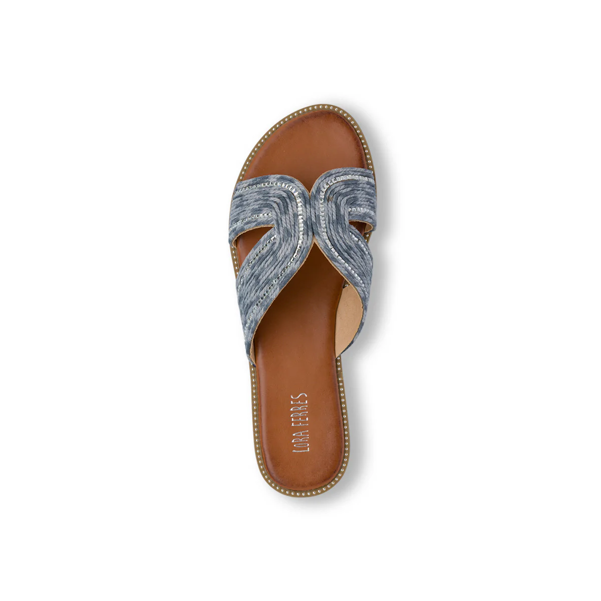 Ciabattine blu da Donna effetto rafia con strass Lora Ferres - Image 7