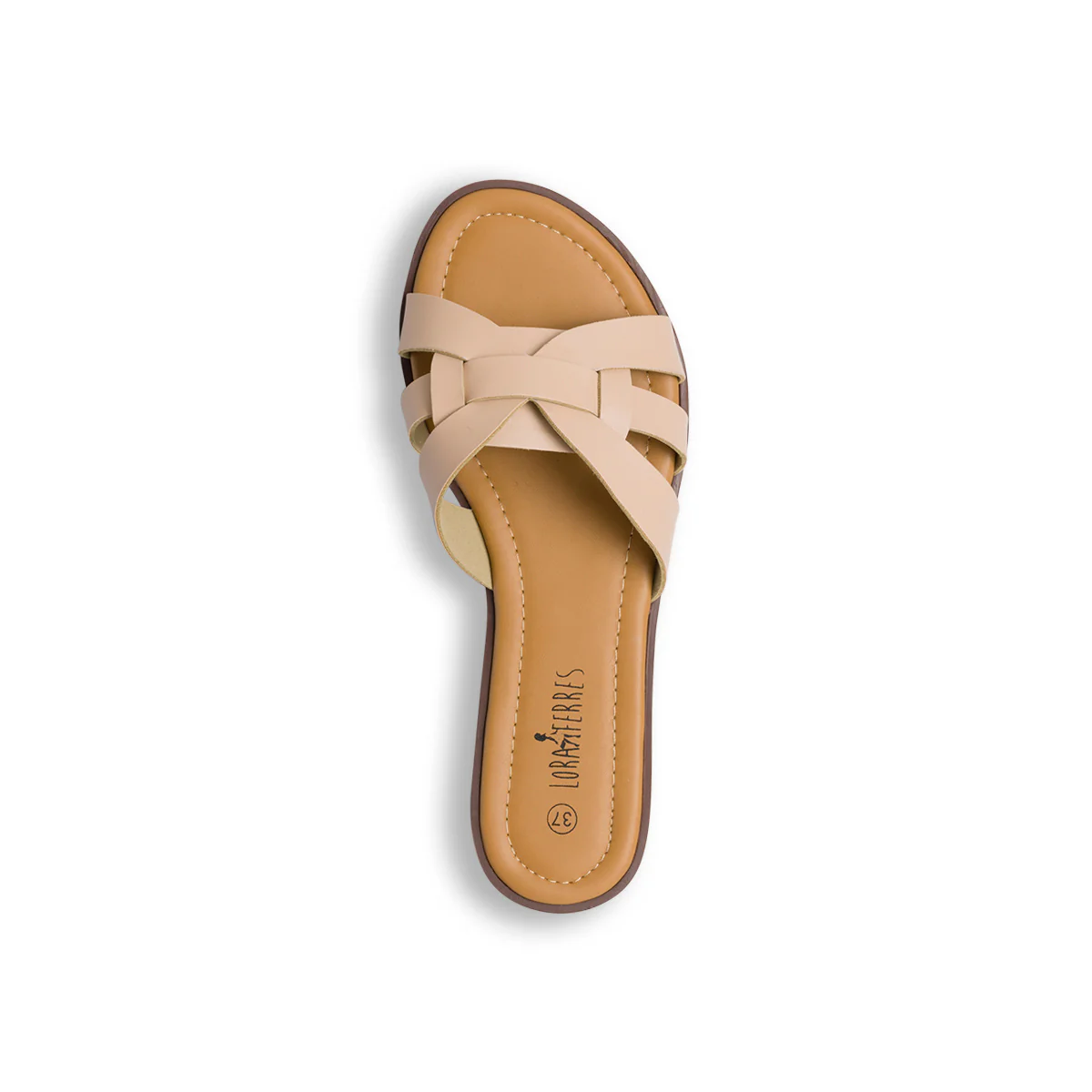 Ciabattine da donna beige con fascia singola intrecciata Lora Ferres - Image 7