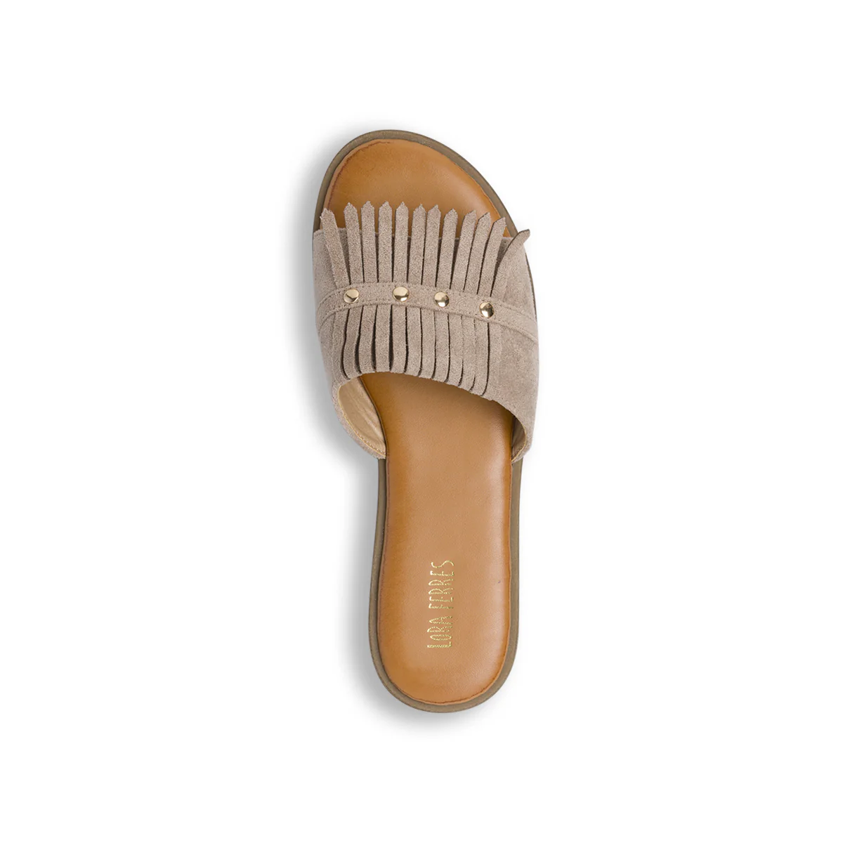 Ciabattine da Donna beige effetto scamosciato con frange Lora Ferres - Image 5