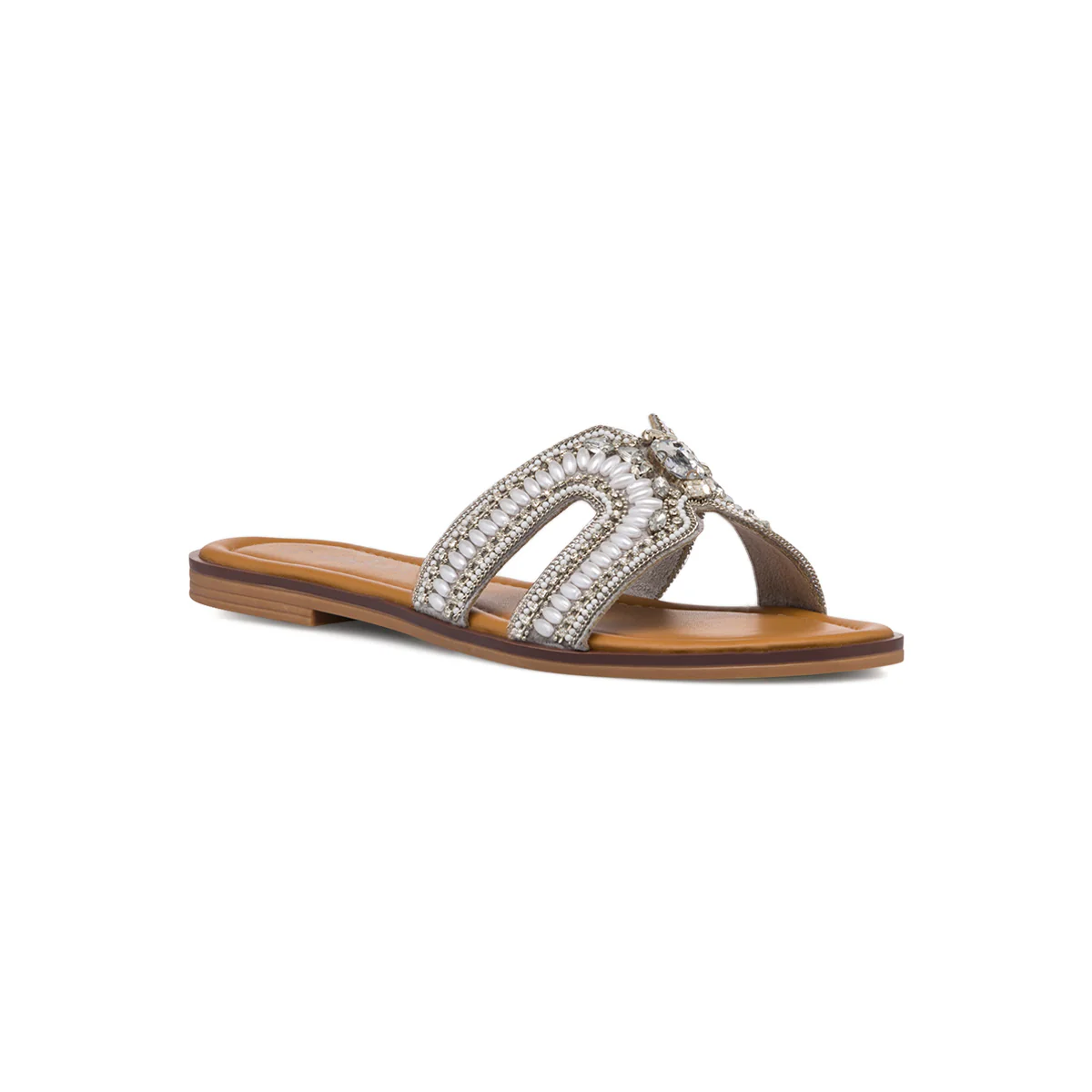 Ciabattine eleganti da donna argento con dettaglio gioiello strass Lora Ferres - Image 3