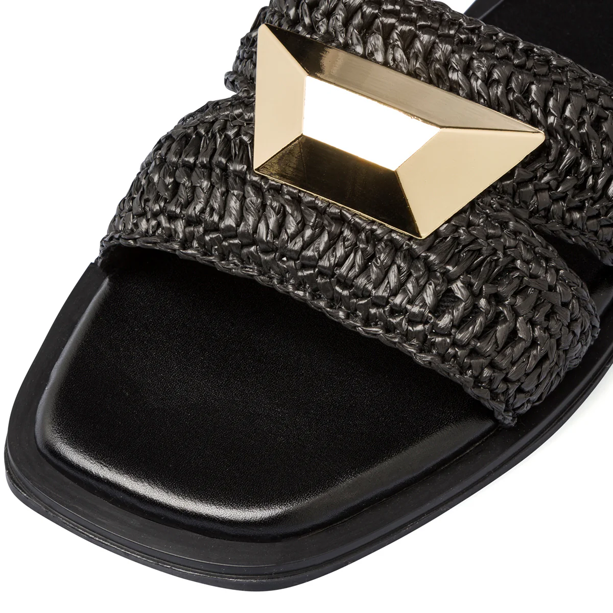 Ciabattine eleganti da donna nere effetto rafia con dettaglio gioiello Swish Jeans - Image 8
