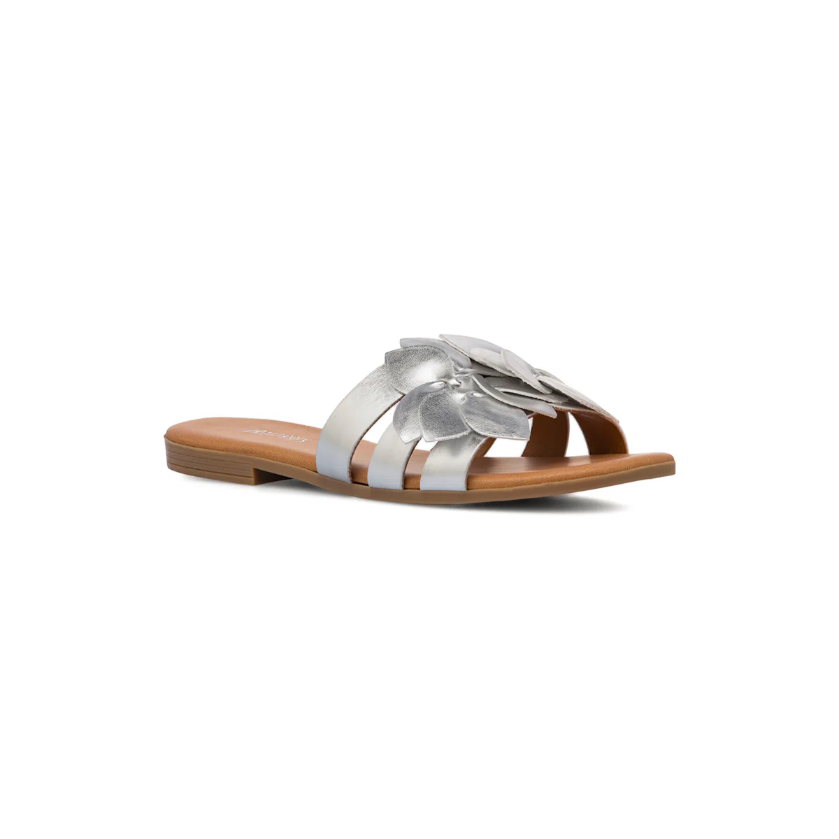 Ciabattine flat argento da Donna con motivo decorativo floreale Lora Ferres - Image 4